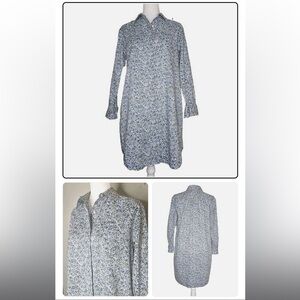 Comptoir Des Cotonniers Blue Floral Lightweight Buttondown Dress